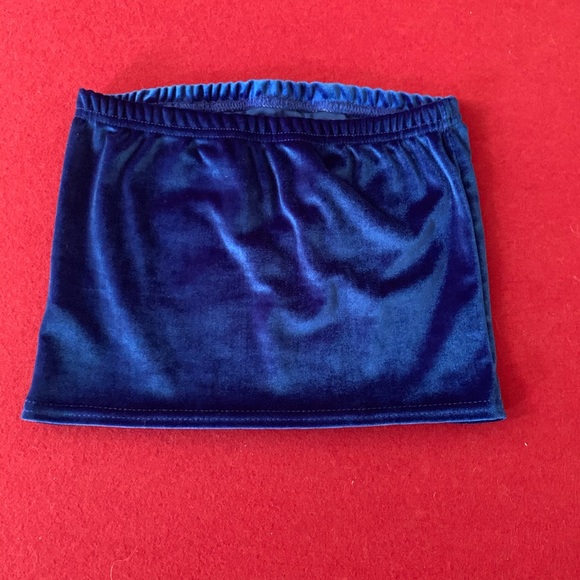 Royal Blue embroidered Velour tube top - Picture 3 of 3